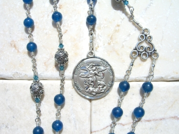 Saint Michael the Archangel Apatite and Bali Silver Chaplet