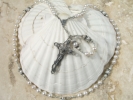 Freshwater Pearl and Swarovski Crystal Beaded Rosary Necklace